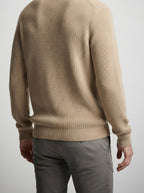 Men's Autumn Ribbed Knit Long Sleeve Polo Jumper