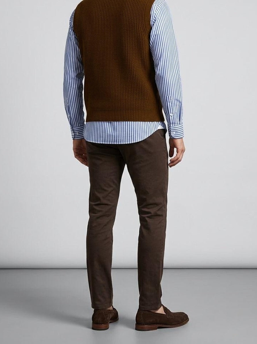 Men's Autumn Ribbed Knit Sleeveless Jumper Vest with V-Neck