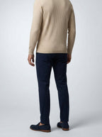 Men's Autumn Ribbed Knit Zip Cardigan with Funnel Neck