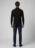Men's Autumn Ribbed Knit Zip Cardigan with Funnel Neck