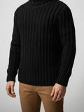Men's Autumn Ribbed Wool Roll Neck Jumper