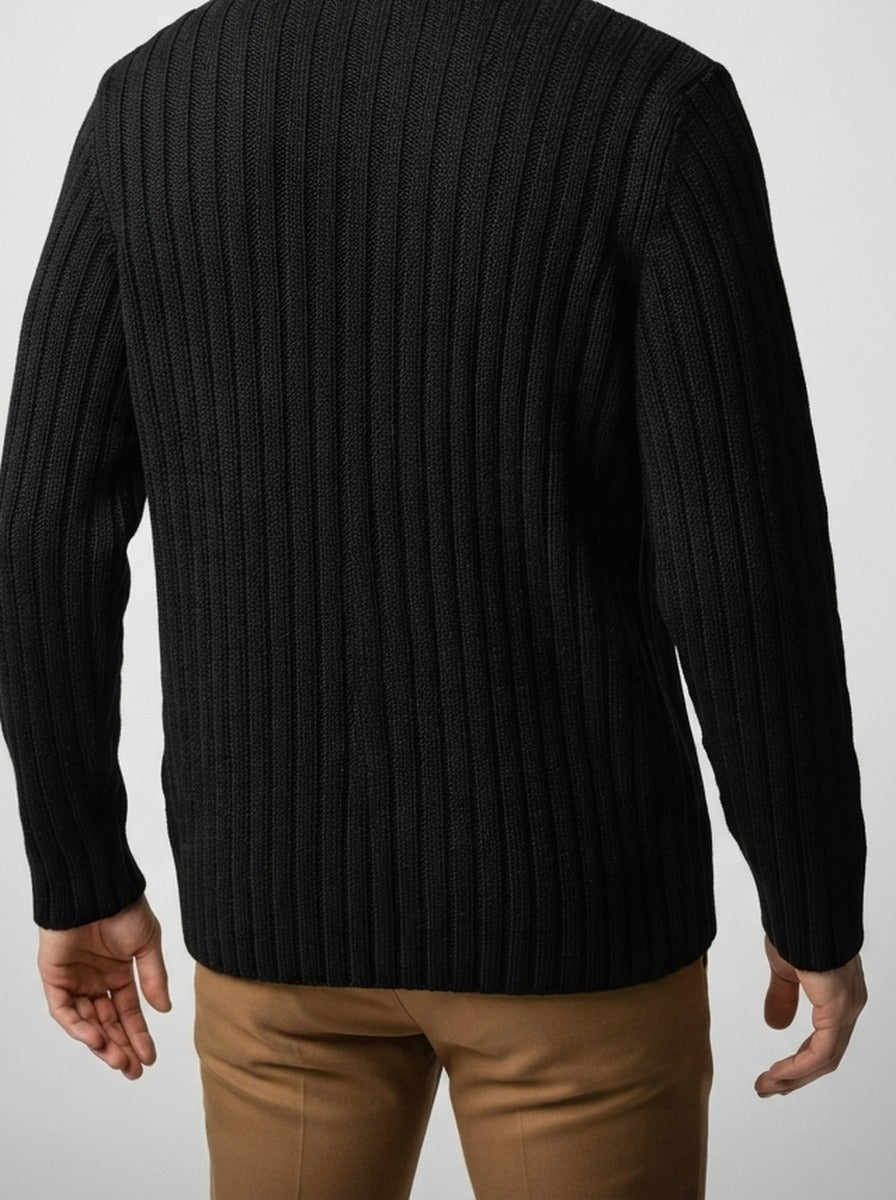 Men's Autumn Ribbed Wool Roll Neck Jumper
