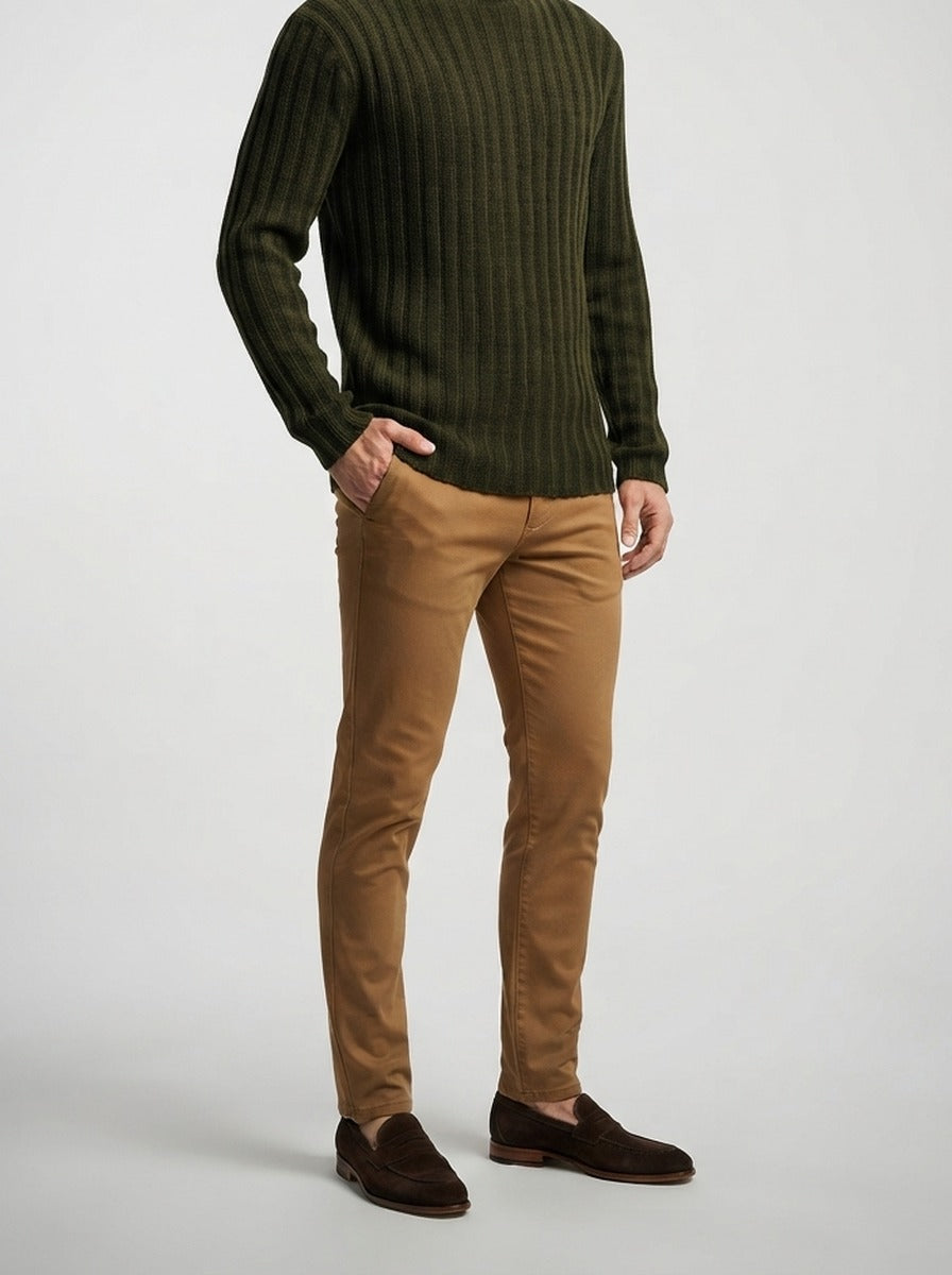 Men's Autumn Ribbed Wool Roll Neck Jumper