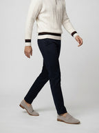 Men's Autumn Rope Cable Knit Half Zip Jumper with Contrast Tipping