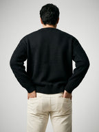 Men's Autumn Rope Cable Knit Jumper with Diamond Panel Front