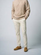 Men's Autumn Rope Cable Knit Jumper with Diamond Panel Front