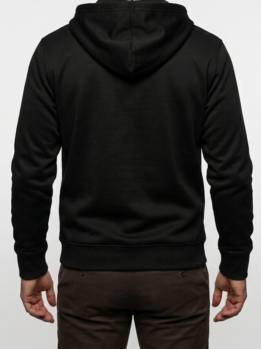 Men's Autumn Sherpa Lined Zip-Up Hoodie with Drawstring Hood