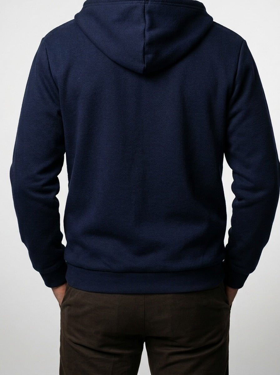 Men's Autumn Sherpa Lined Zip-Up Hoodie with Drawstring Hood