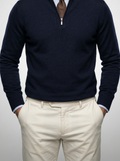 Men's Autumn Slim Fit Half Zip Jumper with Mock Neck