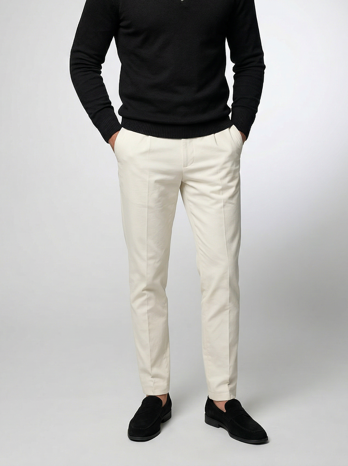 Men's Autumn Slim Fit Half Zip Jumper with Mock Neck