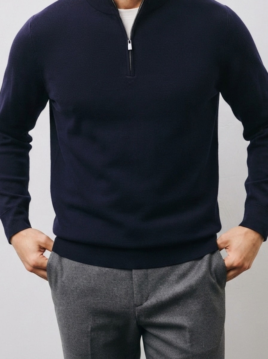 Men's Autumn Stand Collar Half Zip Jumper