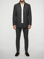 Men's Autumn Stand Collar Wool Car Coat with Quilted Lining