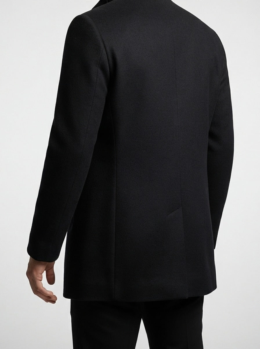 Men's Autumn Stand Collar Wool Car Coat with Quilted Lining
