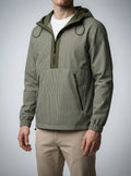 Men's Autumn Striped Half Zip Anorak Jacket with Hood