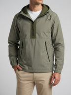 Men's Autumn Striped Half Zip Anorak Jacket with Hood