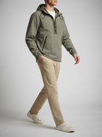 Men's Autumn Striped Half Zip Anorak Jacket with Hood
