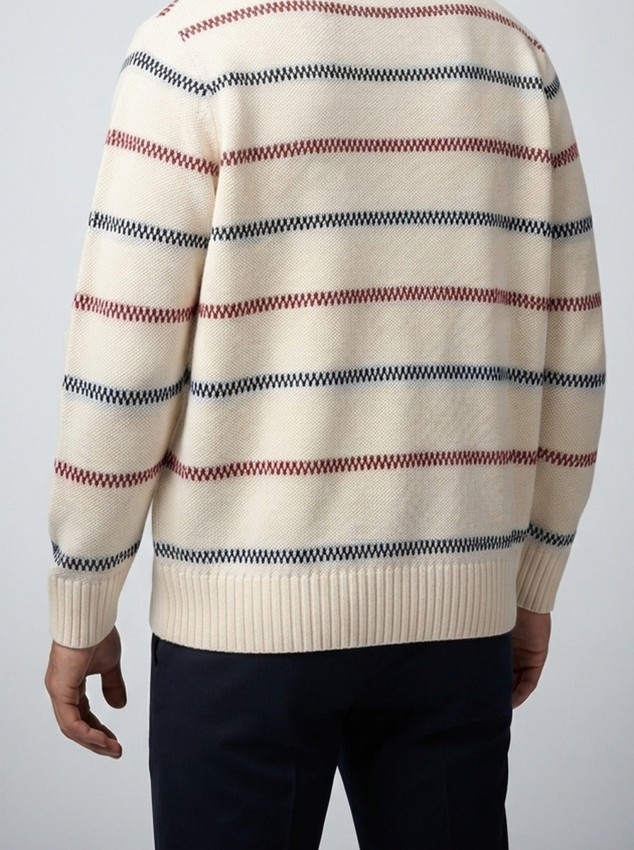 Men's Autumn Striped Knit Jumper with Crew Neck