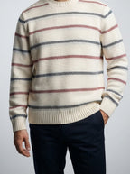 Men's Autumn Striped Knit Jumper with Crew Neck