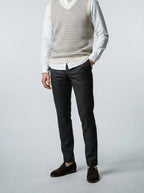 Men's Autumn Striped Knit Sleeveless Jumper Vest with V-Neck