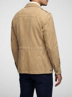 Men's Autumn Suede Field Jacket with Four Pockets