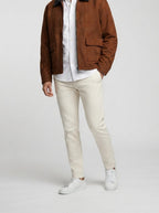 Men's Autumn Suede Jacket with Contrast Collar