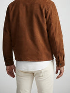 Men's Autumn Suede Jacket with Contrast Collar