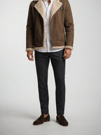 Men's Autumn Suede Shearling Aviator Jacket