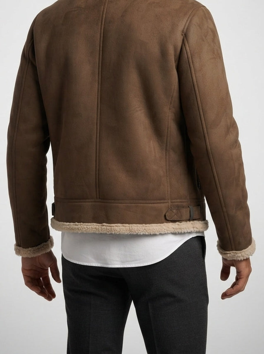 Men's Autumn Suede Shearling Aviator Jacket