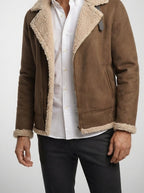 Men's Autumn Suede Shearling Aviator Jacket