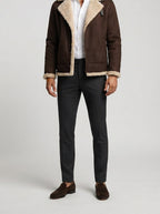 Men's Autumn Suede Shearling Aviator Jacket