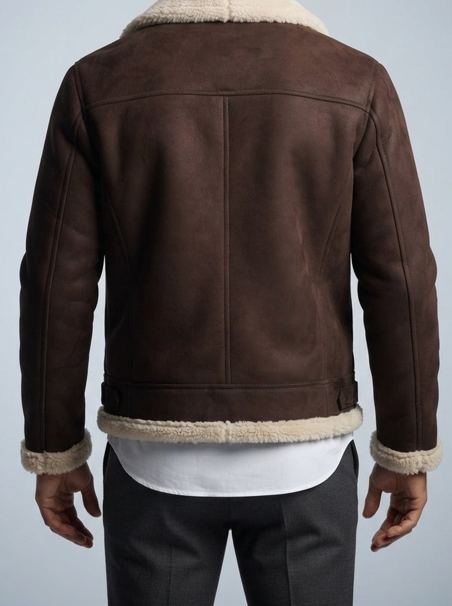 Men's Autumn Suede Shearling Aviator Jacket
