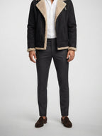 Men's Autumn Suede Shearling Aviator Jacket