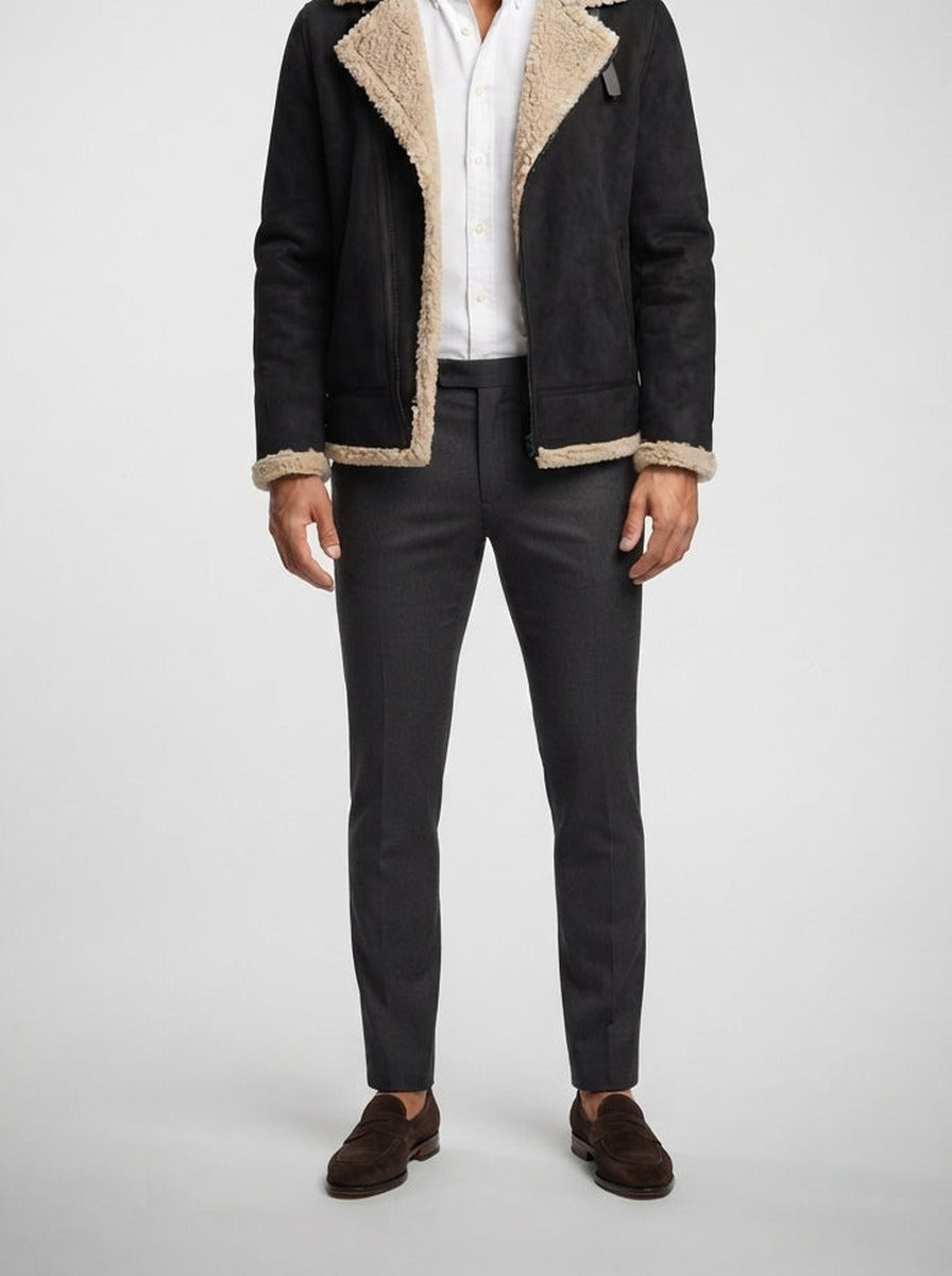 Men's Autumn Suede Shearling Aviator Jacket