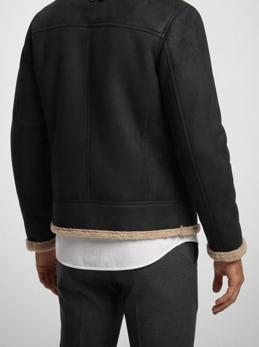 Men's Autumn Suede Shearling Aviator Jacket