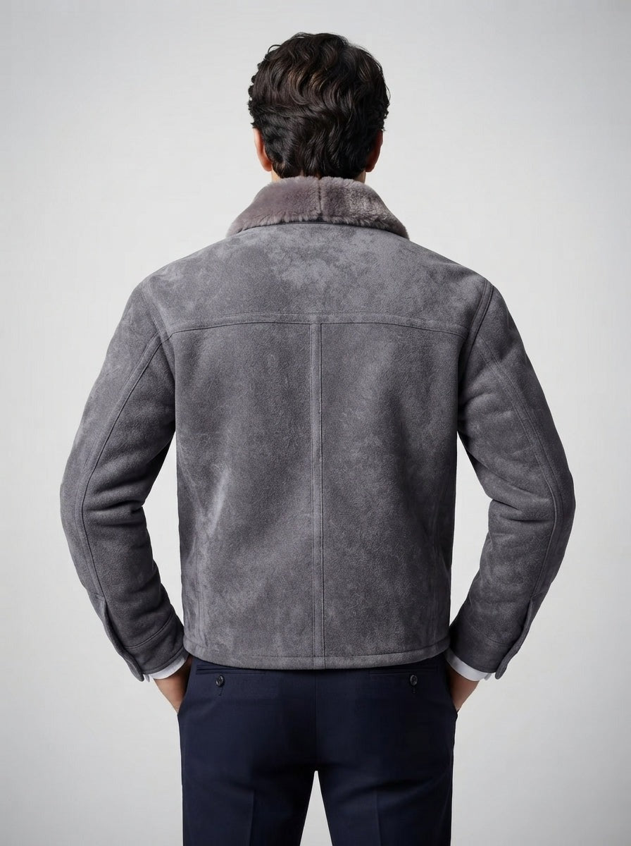 Men's Autumn Suede Shearling Collar Jacket