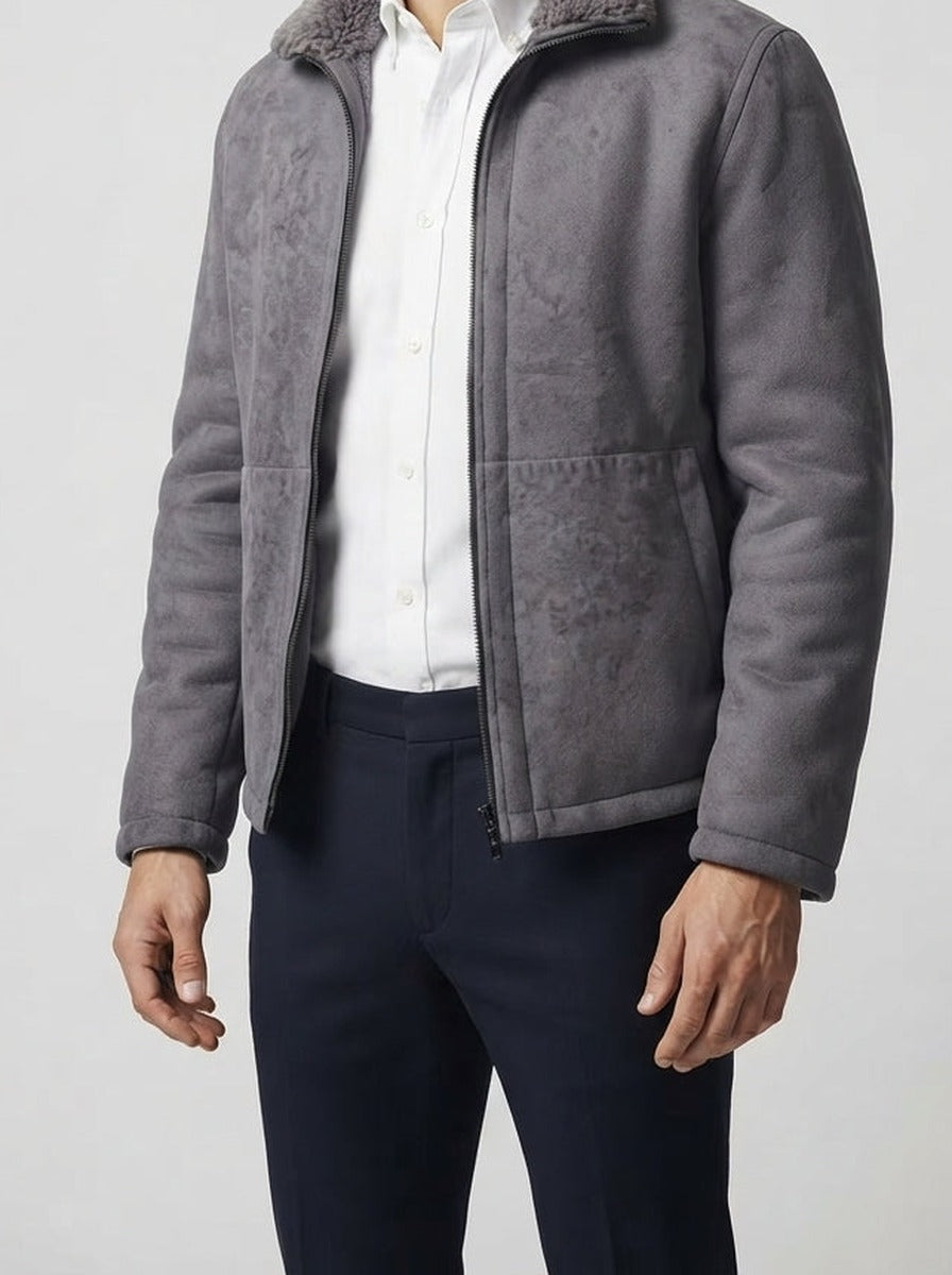 Men's Autumn Suede Shearling Collar Jacket