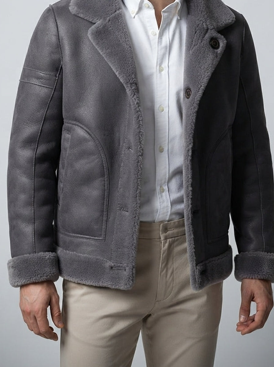Men's Autumn Suede Shearling Reversible Jacket