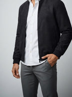 Men's Autumn Suede Zip-Up Bomber Jacket