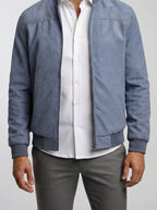 Men's Autumn Suede Zip-Up Bomber Jacket
