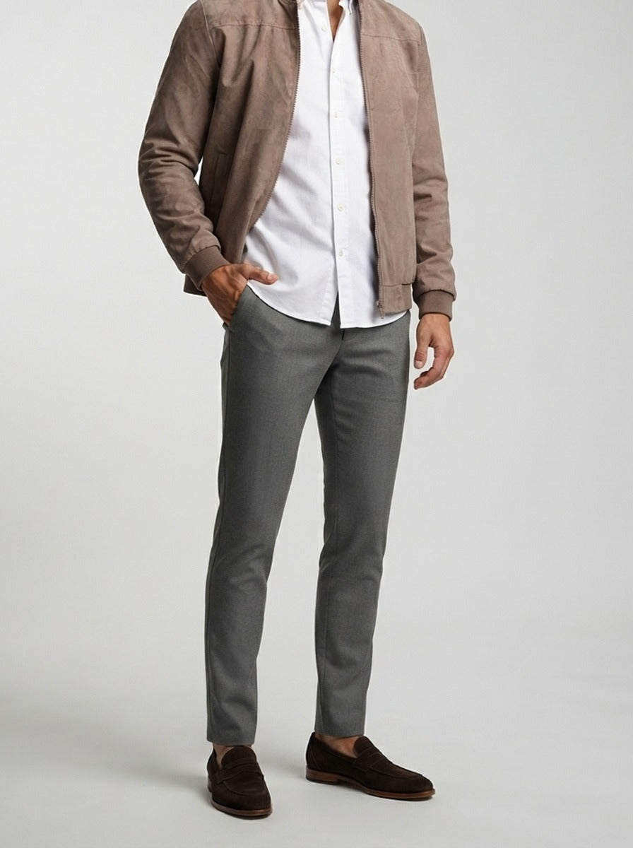Men's Autumn Suede Zip-Up Bomber Jacket
