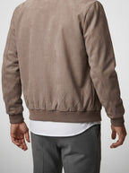 Men's Autumn Suede Zip-Up Bomber Jacket