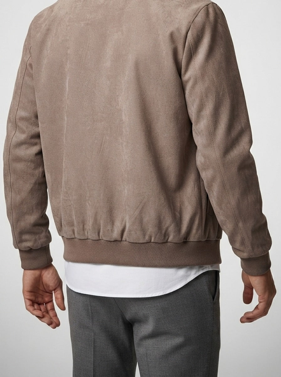 Men's Autumn Suede Zip-Up Bomber Jacket