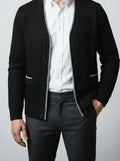 Men's Autumn Textured Knit Cardigan with V-Neck