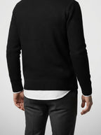 Men's Autumn Textured Knit Cardigan with V-Neck
