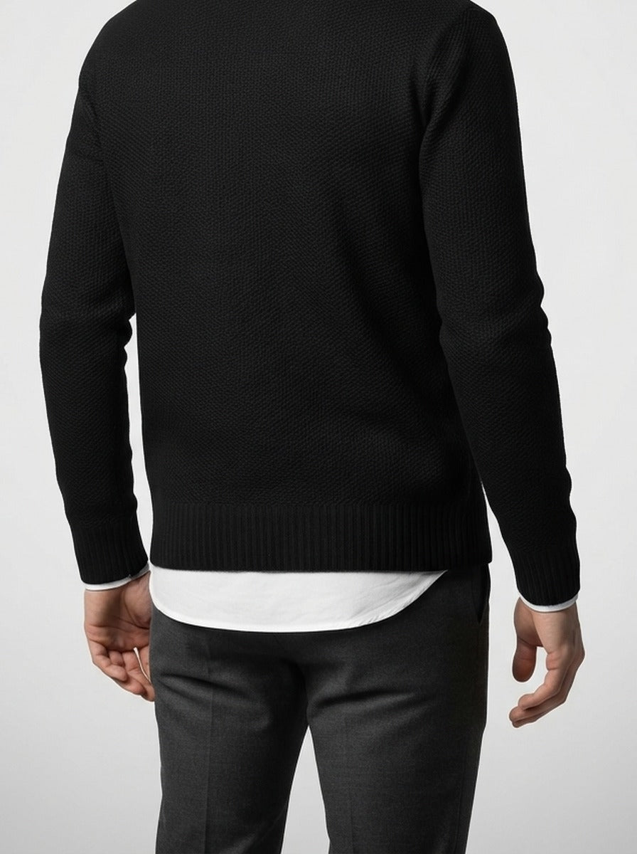 Men's Autumn Textured Knit Cardigan with V-Neck