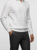 Men's Autumn Textured Knit Quarter Zip Jumper