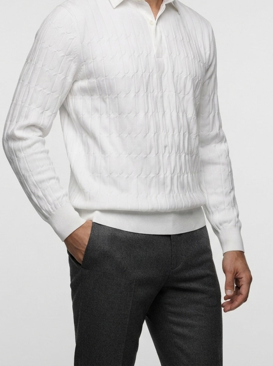 Men's Autumn Textured Knit Quarter Zip Jumper