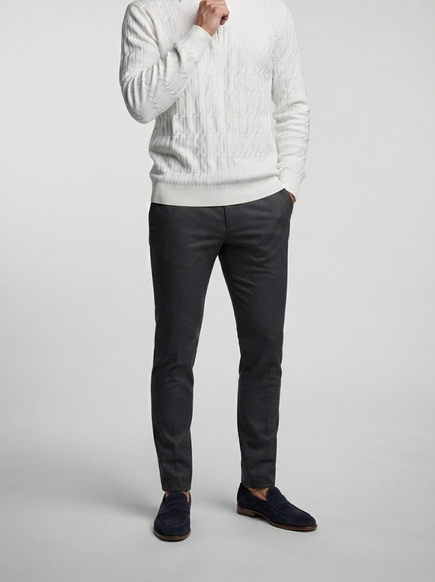 Men's Autumn Textured Knit Quarter Zip Jumper
