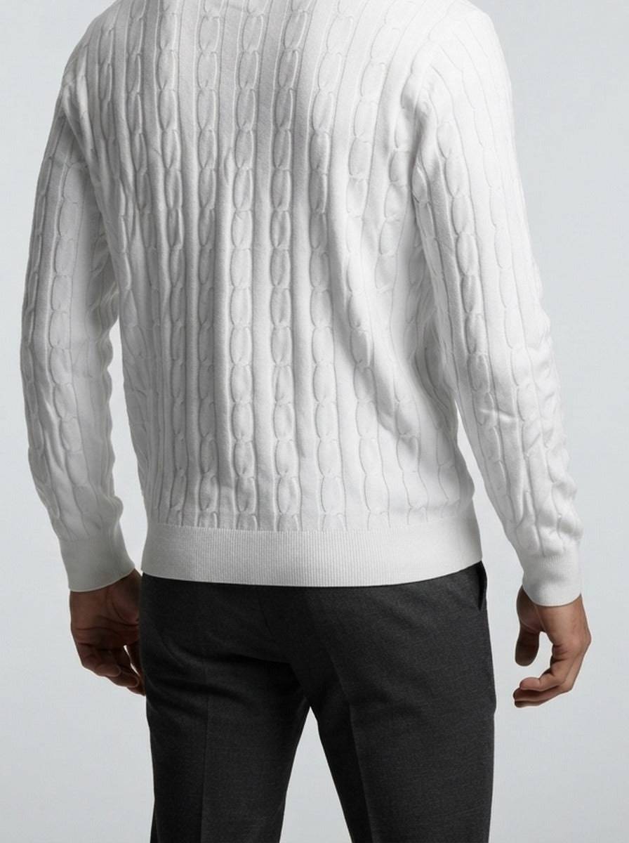 Men's Autumn Textured Knit Quarter Zip Jumper