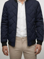 Men's Autumn Textured Quilted Bomber Jacket
